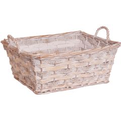 rectangle rope and willow living basket in whitewash- small image
