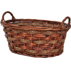 Oval Rope & Willow "Living Garden" Basket 17" - Brown Stained