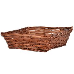 Rectangle Triple Weave Split Willow Tray Basket 12" - Brown Stained