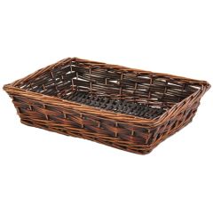 Rectangle Willow Tray Basket 15 Inches in Brown Stained - Small Image