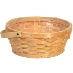 4610- Our round woodchip basket with drop handles and liners is 10.5" long and is available in two colors.  