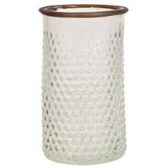 Glass Cylinder with Metal Rim 5.5x8.5" - Clear