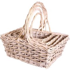 Rectangular Split Willow Basket Set of 4 in Whitewash - Small Image