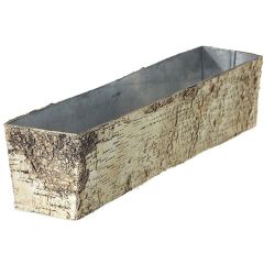 Rectangular Birch Galvanized Planter 18" - Natural