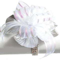 Bracelets with Bows in 6 piece package- Iridescent Princess with Silver Leaves- Small Image 