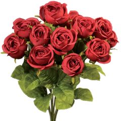 PWR2088- Our silk mini cabbage rose bush includes 7 stems and is available is 6 vibrant colors.