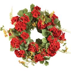 Geranium Wreath 22" - Red