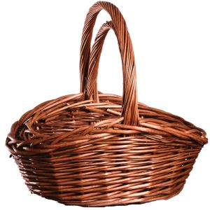Oval Full Willow Reverse Boat Basket, Set of 2 - Brown Stained