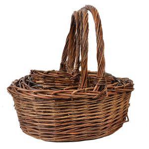 Extra Large Oval Heavy Unpeeled Willow Baskets Set of 4 - Rustic