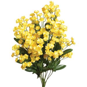 Silk Colorfast Double Baby's Breath Bush in Yellow - Small Image