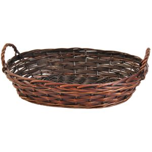 Oval Willow Tray Basket with Braided Rim 19