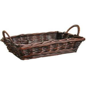 Rectangular Willow Basket w/Side Handles 13.25'' in Brown Stained - Small Image