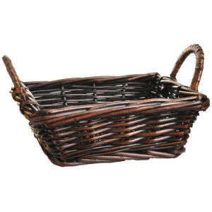 Square Willow Basket w/Side Handles 8.5'' - Brown Stained- Small Image
