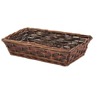 Rectangle Split Willow Triple Weave Tray Basket 15 Inches in Brown Stained - Small Image