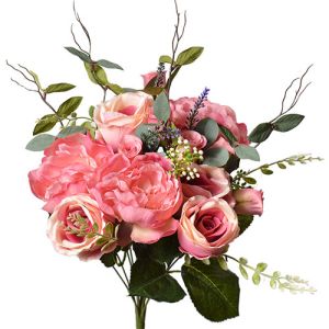 Silk Mixed Rose and Peony Bush in Mauve- Small Image