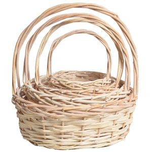 Round Triple Weave Baskets with Liners, Set of 4 in Whitewash - Small Image