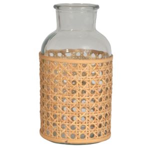 Glass Bottle with Rattan Wrap 4.1x7.9