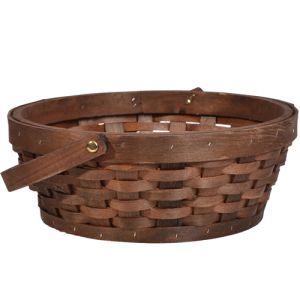 Round Woodchip Basket w/Drop Handle & Liner 10.5
