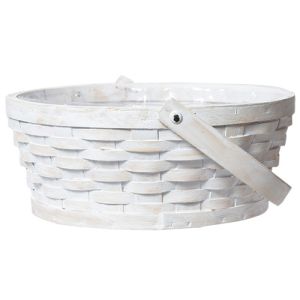 Round Woodchip Basket w/Drop Handle & Liner 10.5