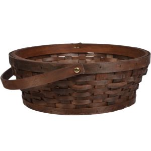 Round Woodchip Basket w/Drop Handle & Liner 12.5