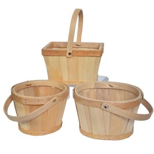 Woodchip Flower Basket w/Drop Handle **Must Buy 3 Asst Shapes** - Natural