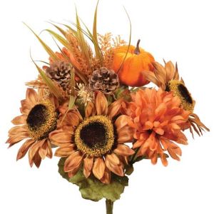 Mixed Sunflower, Pumpkin, Mum & Pine Cone Bush x14, 16