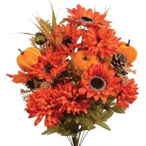 Mixed Sunflower, Ball Mum, Pumpkin & Cone Bush x24, 23