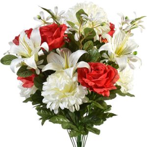 Mixed Tiger Lily, Rose & Mum Bush x22, 23.5
