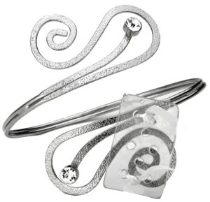 Athena Arm Cuff with Rhinestone in Silver- Small Image