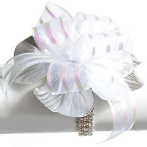 Bracelets with Bows in 6 piece package- Iridescent Princess with Silver Leaves- Small Image 