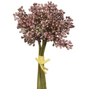 Silk Sedum Bundle Tied With Raffia 9 Inches in Mauve/Green - Small Image