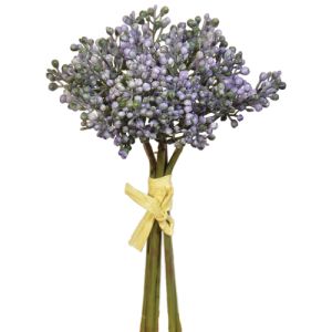 Silk Sedum Bundle Tied With Raffia 9 Inches in Purple - Small Image