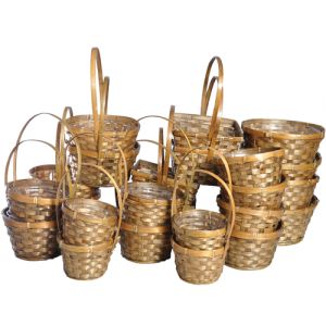 Assorted Flower Baskets 24 Piece Case in Brown Stained - Small Image
