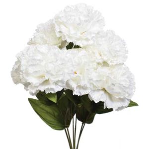 Premium silk-fabric carnation bush-Chalk. Small image.