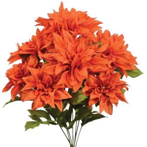 PWD1130- Our silk dahlia bush has 7 stems and is available is 6 vibrant colors.