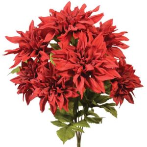 PWD1130- Our silk dahlia bush has 7 stems and is available is 6 vibrant colors.