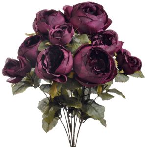 PWR2090- Our silk cabbage rose bush includes 9 stems and is available in 17 vibrant colors.