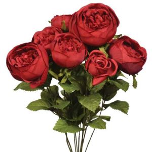 PWR2090- Our silk cabbage rose bush includes 9 stems and is available in 17 vibrant colors.