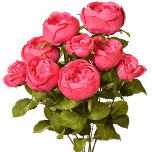 PWR2090- Our silk cabbage rose bush includes 9 stems and is available in 17 vibrant colors.
