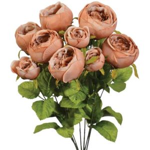 PWR2090- Our silk cabbage rose bush includes 9 stems and is available in 17 vibrant colors.