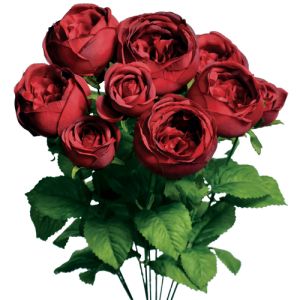 PWR2090- Our silk cabbage rose bush includes 9 stems and is available in 17 vibrant colors.