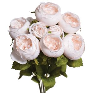 PWR2090- Our silk cabbage rose bush includes 9 stems and is available in 17 vibrant colors.