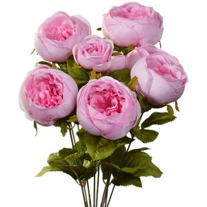 PWR2090- Our silk cabbage rose bush includes 9 stems and is available in 17 vibrant colors.