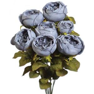 PWR2090- Our silk cabbage rose bush includes 9 stems and is available in 17 vibrant colors.