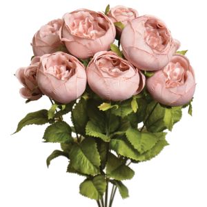 PWR2090- Our silk cabbage rose bush includes 9 stems and is available in 17 vibrant colors.