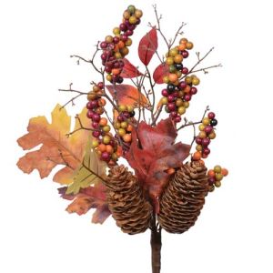 Fall Leaves, Berry & Pine Cone Spray 16