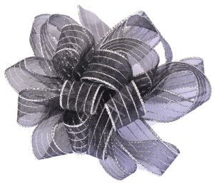 Striped Chiffon Ribbon 50 Yards in Black/Silver - Small Image