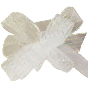 Striped Chiffon Ribbon 50 Yards in White/Silver - Small Image