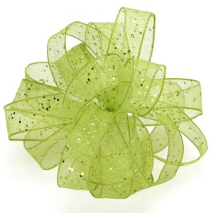 Wired Flash Ribbon 25 Yards in Green - Small Image