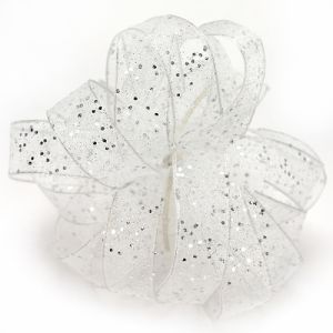 Wired Flash Ribbon 25 Yards in White/Silver - Small Image